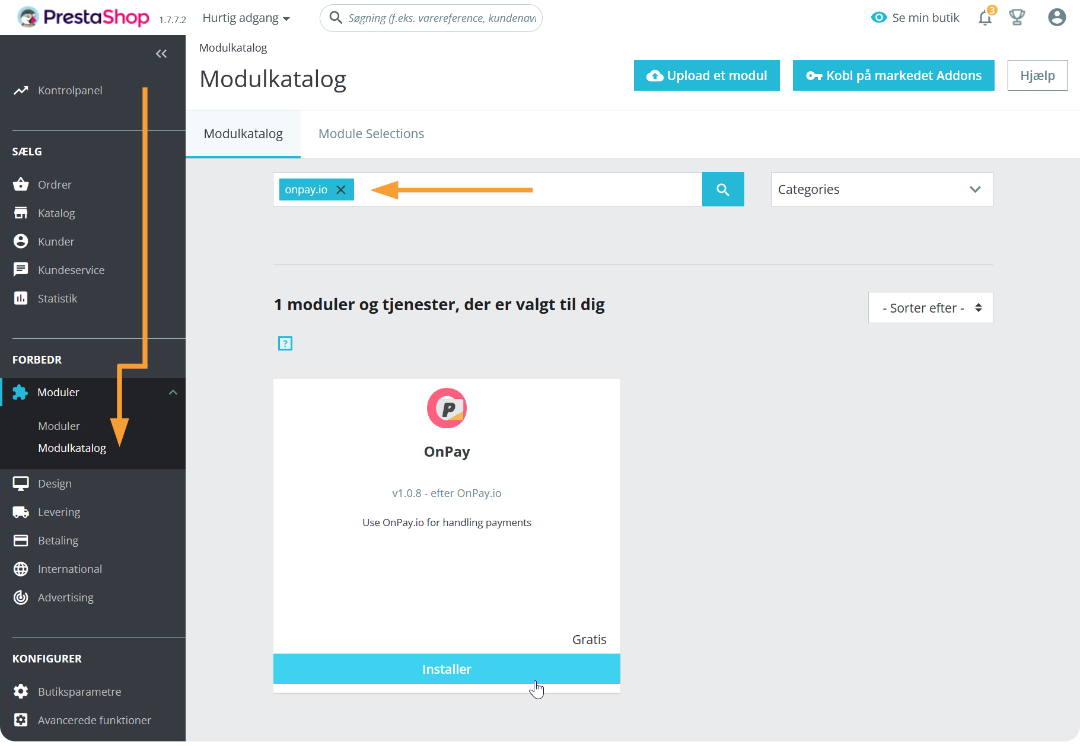 OnPay og PrestaShop